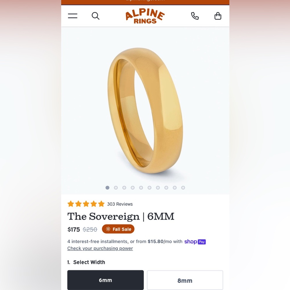Alpine Lustrous Gold Band